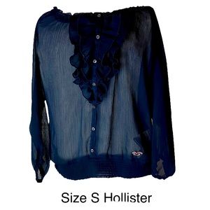 Hollister 3/4 sleeve sheer navy blue Womens size Small shirt